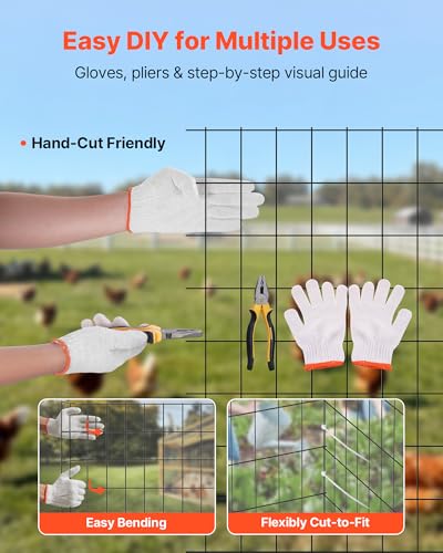 VEVOR Hardware Cloth 36 in x 25 ft, 2 x 3 in Mesh 16 Gauge Galvanized Wire Mesh Roll, Weather-Resistant Vinyl Coated Chicken Wire Fencing, Heavy Duty Welded Garden Plant Fencing for Rabbit Cage Snake - size: 36in*25ft 2in*3in