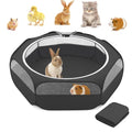Amakunft 2 in 1 Small Animals Playpen with Pad Mat Rabbit Pop Up playpen Tent Portable Chick Brooder Box Indoor for Guinea Pig/Ferret/Chinchilla/Bearded Dragon/Kitten - color: Black with Pee Pad