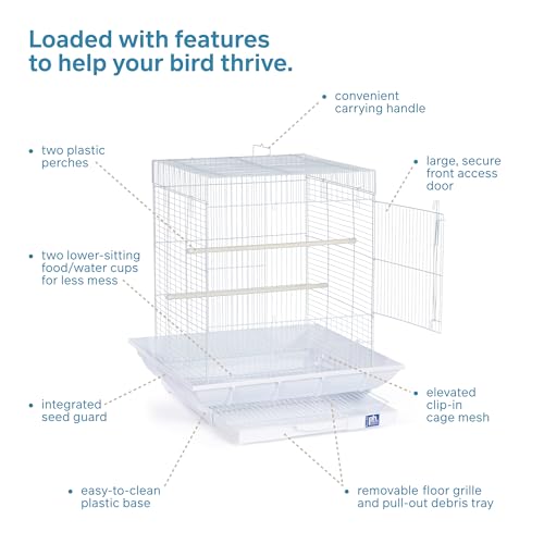 Prevue Hendryx SP850W/W Clean Life Cockatiel Cage, White,1/2" - color: White