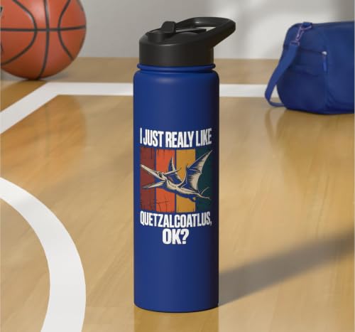 Really Like Quetzalcoatlus Bird Flying Dinosaur Kids Trex Stainless Steel Insulated Water Bottle - color: Royal Blue