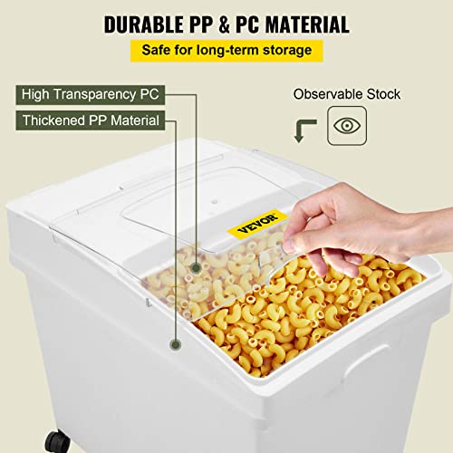 VEVOR Ingredient Bin, 10.5 Gallons Capacity Ingredient Storage Bin, PP Material Flour Bins On Wheels, White Shelf Ingredient Bin with Scoop and Sliding Lid, Commercial Storage Bins 3 Pcs/Set - size: 10.5 Gallon (3 Set)