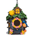 Bird Houses for Outside, Resin Hanging Birdhouse for Outdoors, Hand-Painted Waterproof Wild Bird Nesting Box for Wren Finch Chickadee, Garden Patio Yard Decorative