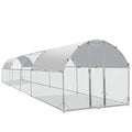 Large Metal Chicken Coop Round Top Upgrade Tri-Supporting Wire Mesh Chicken Run,Chicken Pen with Water-Resident and Anti-UV Cover,Duck Rabbit House Outdoor (25'L x 9'W x 6.5'H) - size: 300.0"L x 108.0"W x 78.0"H