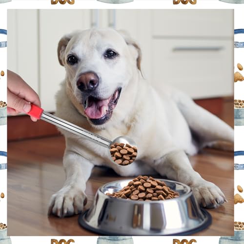 2 Pcs Dog Food Scoop 1/4 Cup Stainless Steel Dog Food Measuring Cups Long Handled Scoop for Dogs Cats Birds and Rabbits Food (1/4 CUP) - size: 1/4 CUP