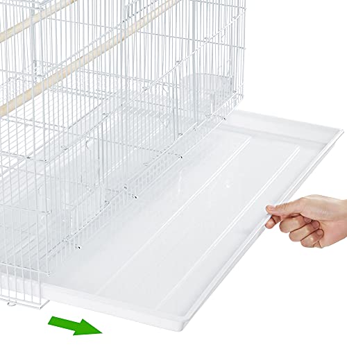 Topeakmart 30-inch Flight Bird Cage for Parrots Finches Budgies Cockatiels Parakeets Lovebirds Canaries with Slide-Out Tray, White - color: White