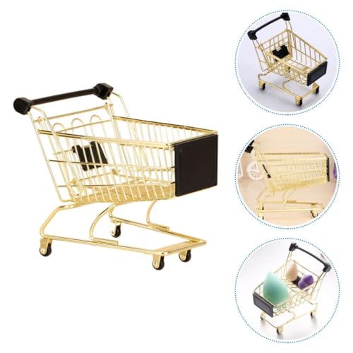 Portable Shopping Cart Shaped Makeup Sponge Holder with Good Ventilating Effects, Iron Material Powder Puff Container and Makeup Egg Drying Rack for Cosmetics Organization