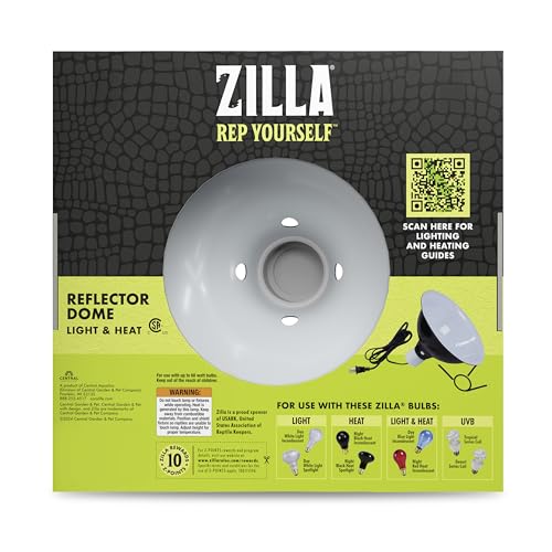 Zilla Pet Reptile Premium Heat Lamp Reflector Dome Fixture, 8.5 Inches - size: 8.5 Inch (Pack of 1)