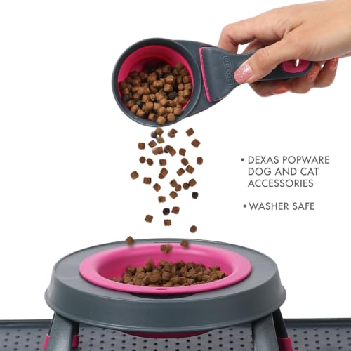 Dexas Popware for Pets Collapsible Klip Scoop, 3-in-1 Pet Food Scoop, Measuring Cup and Bag Clip, 1/2 Cup Capacity, Pink - color: Pink, size: 1/2 Cup Capacity