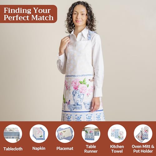 Maison d' Hermine Aprons for women with Pocket 100% Cotton (27.50"x31.50") | Adjustable Neck Strap & long ties Apron Men Chef Wedding Cooking Gardening Server Maid - color: 013 - Canton