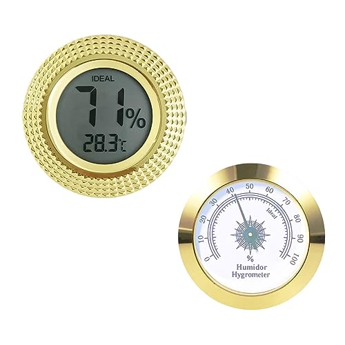 Cigar Digital Hygrometer - High Precision Adjustable Digital LCD-Monitor Hygrometer Thermometer for Cigar Humidor | Box | Cabinet | Jars | Guitar (Digital-with-Analogy) - style: Digital-with-Analogy