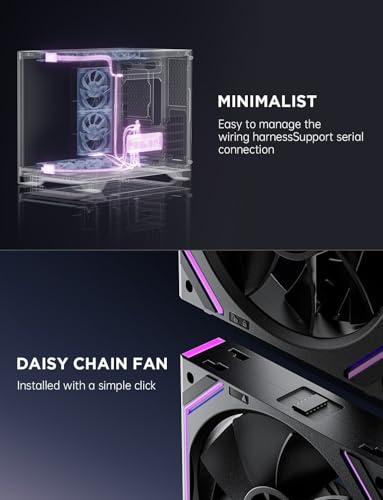 Asiahorse Dawn 120mm Case Fan, ARGB PWM 1850RPM/71CFM Airflow, Forward & Reverse Blade Design, Low Noise, Precision HDB Bearings High Performance RGB PC Fan Modular Connection - color: Black, size: 3-pack-Reverse blade