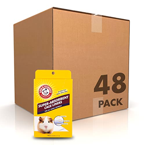 Arm & Hammer for Pets Hammer Super Absorbent Cage Liners for Guinea Pigs Hamsters Rabbits Small Animals, Odor Control Cage Tray Liners, Trim to Fit, 7 Count, 48 Pack - size: 16" x 28" (Pack of 48)