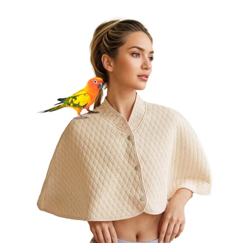Parrot Shoulder Protector & Bird Diaper Shawl - Keep Clothes Safe from Scratches & Poop, Reusable Training Cape for Parakeets, Cockatiels, Conures, Lovebirds, Finches, Macaw (Beige) - color: Beige