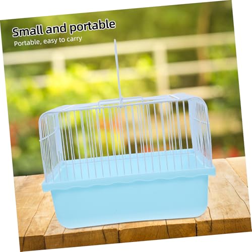 Garneck Portable Lightweight Bird Cage for Lovebirds and Small Animals Easy to Clean Travel Carrier Transparent Window for Parakeets and Cockatiels - color: Sky-blue