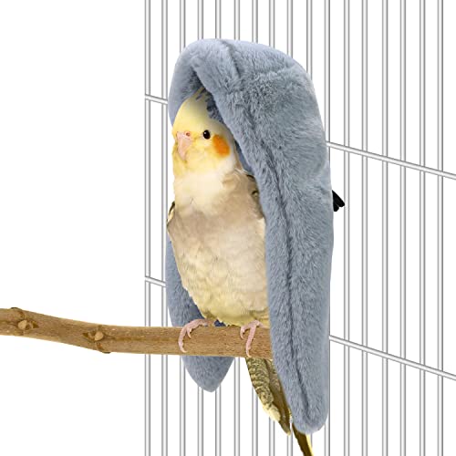 Wontee Cozy Bird Blanket Parrot Cage Snuggle Hut Warm Bird Nest House Bed Hanging Hammock for Parakeet Cockatiel Conure African Grey (Medium, Grey) - size: Medium