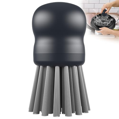Mini Dish Brush for Cleaning Chicken Shredder, Long Bristles, 1Pack, Gray | Palm Brush Dish Scrubber with Ergonomic Grip, Long-lasting Nylon Bristles, Kitchen Brush for Washing Dishes, Pans, Pots, Sink - color: Gray
