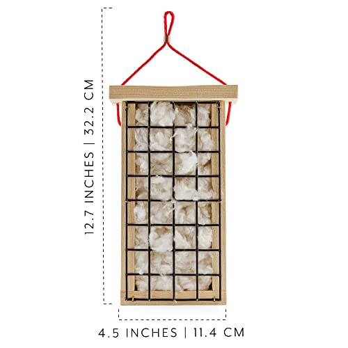 Uncle Dunkels Wooden Bird Nest Material Holder; Rustic Handmade Bird Nest Material Dispenser