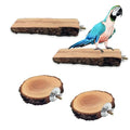 Hamiledyi Wood Bird Perch 4PCS Natural Wooden Stand Platform Parrot Cage Accessories for Budgie Conure Parrot Parakeet Cockatiel Lovebird - size: 3.5x2+5.9x2in