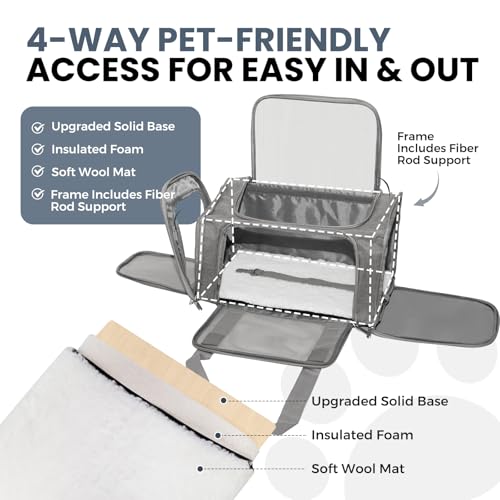 Soft-Sided Cat Carrier 20x13x13 in Expandable Travel Pet Bag 22LBS | For Cats and Small Dogs with Anti-Scratch Mesh Washable Mat Collapsible Escape-Proof Airline Approved with Shoulder Strap - color: Gray, size: 13.4"L x 13.4"W x 20.1"H