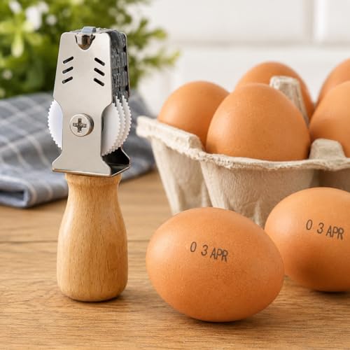 Egg Date Stamp Kit (Egg Dater + Black Quick-Drying Ink Pad), Clear Text Egg Marker, Egg Date Stamps for Fresh Eggs, Egg Stamper for Chicken Tenders