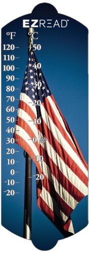 Headwind Consumer Products 840-0042 EZREAD Indoor/Outdoor Thermometer with American Flag, 10'', RED/White/Blue - color: RED/WHITE/BLUE