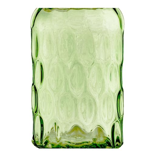 10 Strawberry Street Textured Glass Flower Canister, Dimpled Round, Sage, Set of 2 - color: GREEN FLOWER TOP