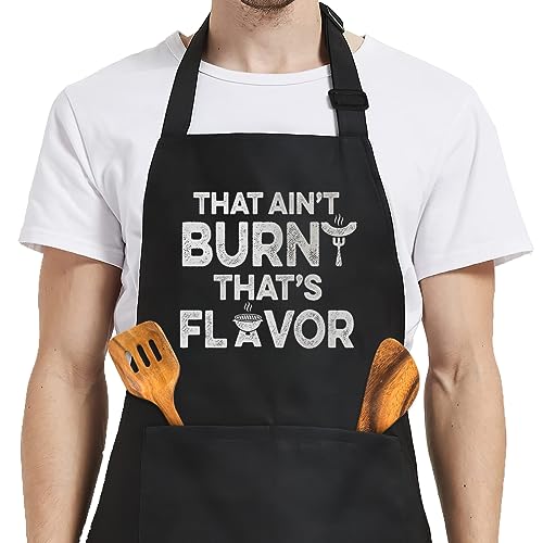 SANDJEST Funny Mens Aprons with Pockets for BBQ Grilling Cooking Grandpa Husband Apron for Birthday Christmas Father's Day - color: Cooking Lover