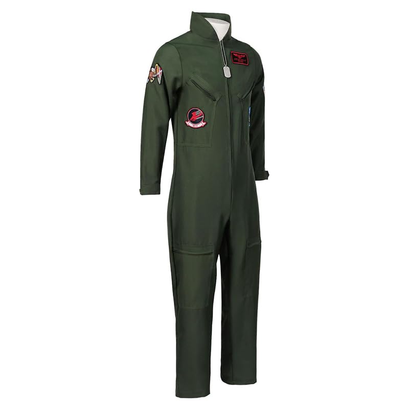 Flight Suit Costume Fighter Pilot Outfit for Men Halloween Cosplay Costume With Accessories Set - size: Large