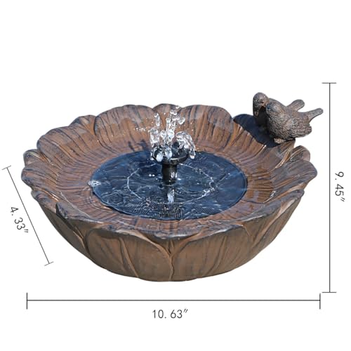 Solar Bird Bath Fountain,Sunflower with Resting Bird,Solar Powered with 3 Nozzles,Outdoor Garden Bird Bath,Solar Water Fountain for Bird Bath,Hummingbird Bird Bath for Outdoor