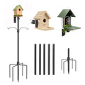 95 Inch Bird Feeder Pole Kit, 5-Prong Base, Hanging Hook | Heavy-Duty Metal Pole, for Bird Houses, Garden Décor, Backyard and Patio Use - size: 95 inch