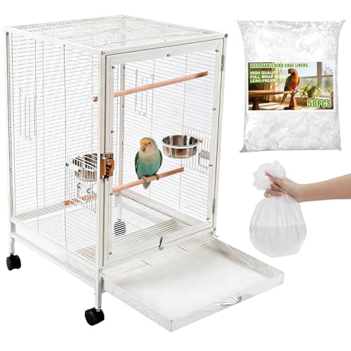50 Pcs Disposable Bird Cage Liners, 34x22 Inch - Transparent PE Liners for Large Parrot Cages, Fit Amazons, African Greys, Macaws, Easy-to-Clean Tray Accessories
