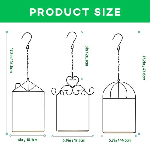 3PK Hummingbird Perch, Hummingbird Swing with Metal Frame, Bird Swing with Wooden Dowel and Hanging Chain,Suitable for Hanging Indoor,Outdoor, Lawn,Patio,Garden - size: 3PK