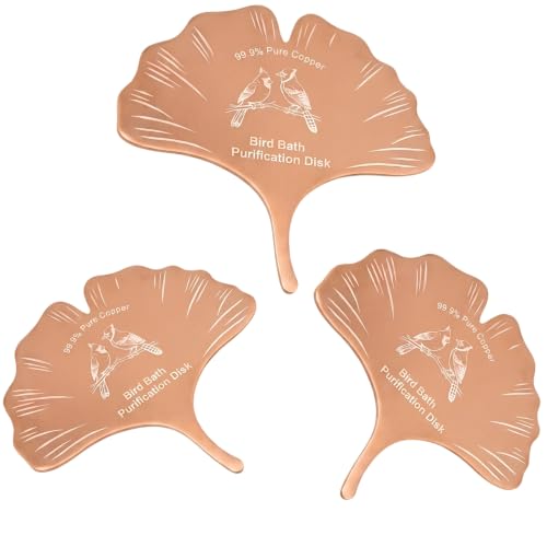 3-Pack Bird Bath Copper Disk, 99.9% 0.6mm Thick Pure Copper Bird Bath Disc | beautiful leaf design, high-quality copper material,get 3 pieces with one purchase
