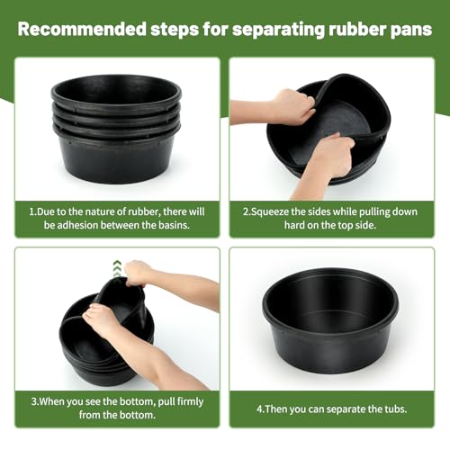 2Pcs Rubber Feed Pan, 1 Gallon Horse Feed Bucket | 10.6 x 4.1 Inches Utility Feed Bucket ,Chicken Dust Bath, Livestock Water Bowl for Pig Goat Chicken Dogs Farm Small Animal - color: Black-4Quart, size: 2PCS