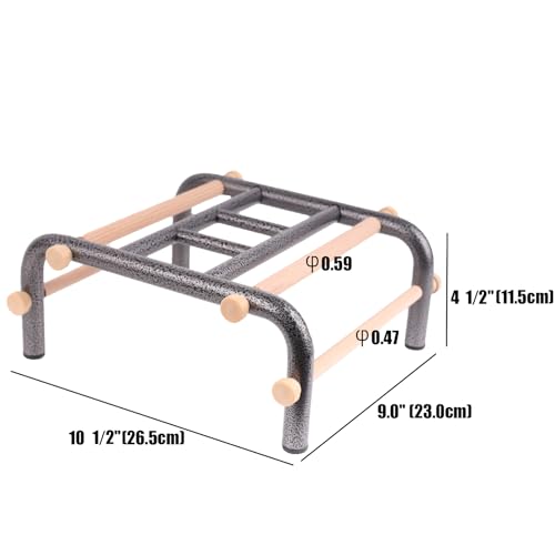 Metal Ladder Large Bird Training Perch for Fun and Exercising, No Tool Quick Install Heavy-Duty Rustproof Table Training Perch with Wooden Bars for African Grey Macaw Amazon Parrot - color: Round Tube - Ladder, size: Large Size