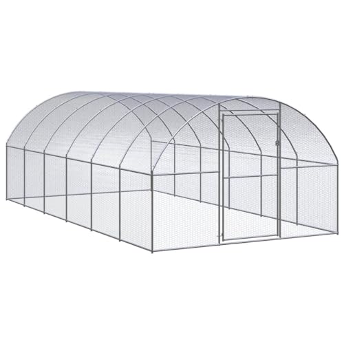 Galvanized Steel Chicken Coop 9.8x19.7x6.6 Ft | Outdoor Enclosure for Hens Ducks, Wire Mesh, Easy to Clean, Durable Run - size: 9.8' x 19.7' x 6.6' (W x D x H)