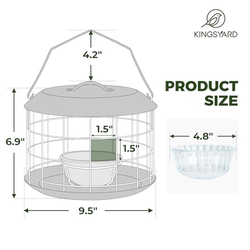 Kingsyard Bluebird Feeders for Outdoors Hanging | Metal Cage Bird Feeder with Tray, Squirrel Proof, for Small wildbirds, Weatherproof, Easy to Refill and Clean, Green - color: Green