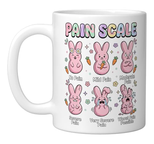 Funny Nursing Bunny Eggs Medical Pain Scale Easter Nurse Ceramic Mug, White - color: White