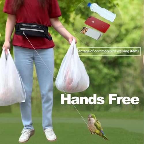 Hands-Free Bird Harnesses Suitable for Cycling and Driving Outdoors and Belts self-retracting Fanny Pack Bird Leash suirtable for Parrots Conures Cockatiels - size: medium group