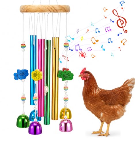 Chicken Toys for Coop, Chicken Wind Chime Enrichment Toys, Hanging Chick Peck Toy with Colorful Bells, Home Garden Musical Coop Accessories, Coops Toy for Hens Chicks Poultry Birds Parrots - style: A