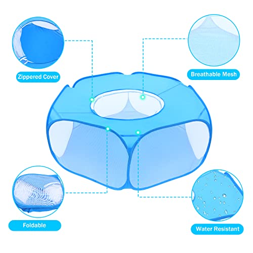 Small Animal Playpens with Top Cover, Foldable Breathable Small Pets Cage Tent Outdoor Indoor Portable Play Pen for Guinea Pig Hedgehog Hamster Cat Rabbit Bunny Puppy Ferret Rat Chicks (Blue) - color: Blue