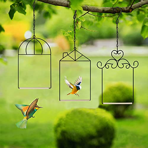 3PK Hummingbird Perch, Hummingbird Swing with Metal Frame, Bird Swing with Wooden Dowel and Hanging Chain,Suitable for Hanging Indoor,Outdoor, Lawn,Patio,Garden - size: 3PK