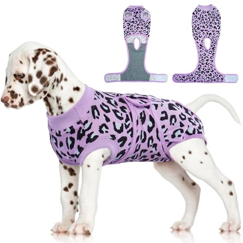 Dog Recovery Suit, Soft Surgical Suit for Dogs Onesie for Surgery | Cone Alternative after Surgery, Abdominal Wound Protector, Anti Lick Suit, Dog Onesie for Surgery Female Purple Leopard XS - color: Purple Leopard, size: Xs(back:8.3-11.4in,wt:4-7lbs)