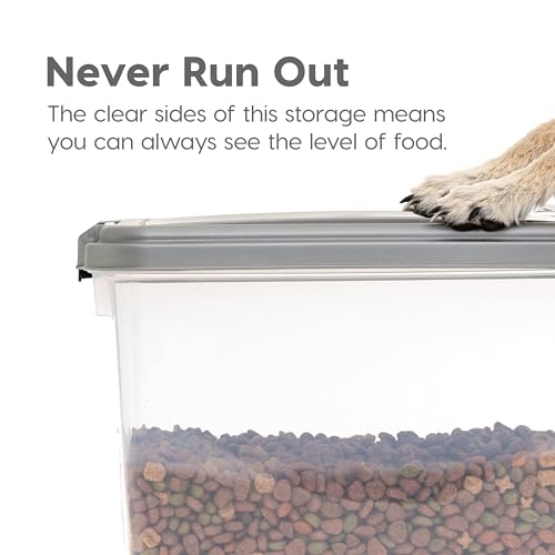 IRIS USA Airtight Dog Food Storage Container Combo, 30 lb & 11 lb Bin | Stackable food storage system includes scoop and wheels to keep kibble, treats, and pet food fresh and organized. - color: Chrome