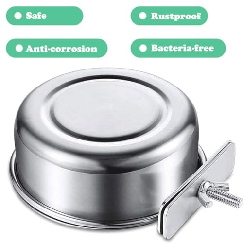 Love Dream Dog Crate Bowl Removable Stainless Steel Pet Kennel Hanging Bowl | Durable Anti-Spill Pet Metal Bowl Hanging Water Food Bowls with Clamp Holder for Small Medium & Large Dogs Rabbits or Birds - color: 7.1“*2.5”
