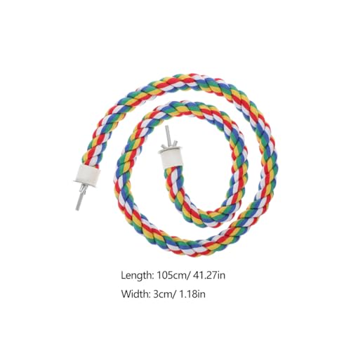 Hemobllo Parrot Rope Climbing Toy with Cotton Rope Perch 41.33In Durable Standing Bird Chewing Toy for Pet Birds Cage Accessories - size: 105cm