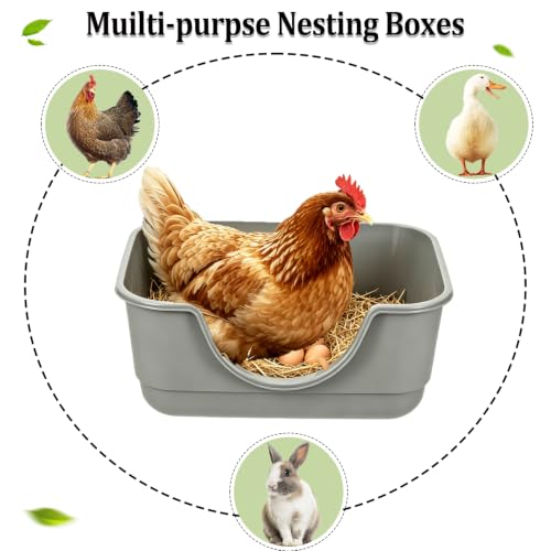 4Pcs Plastic Chicken Nesting Box for Laying Eggs, Floor Large Chicken Laying Boxes for Hens Ducks and Chickens, Hen Nesting Box for Chicken Coop, Backyard, Farm House, Easy to Clean