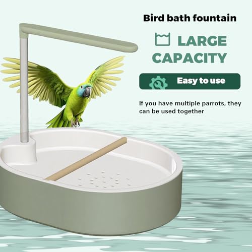 Parrot Bathtub Bird Automatic Bath Shower,Large Bird Shower Fountain Indoor Bathtub with Running Water, Contains USB and Pump,for Pet Birds, African Grey, Cockatiel, Conure, Budgie, Lovebird(Fashion) - color: Fashion