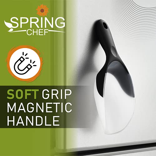 Spring Chef Magnetic Ice Scoop for Freezer, BPA-Free Food Scooper, Black | Flexi-Plastic Popcorn Scoop with Soft Grip Handle - Dishwasher Safe Ice Scooper - Food Scooper for Flour, Grains, Pet Food - color: Black