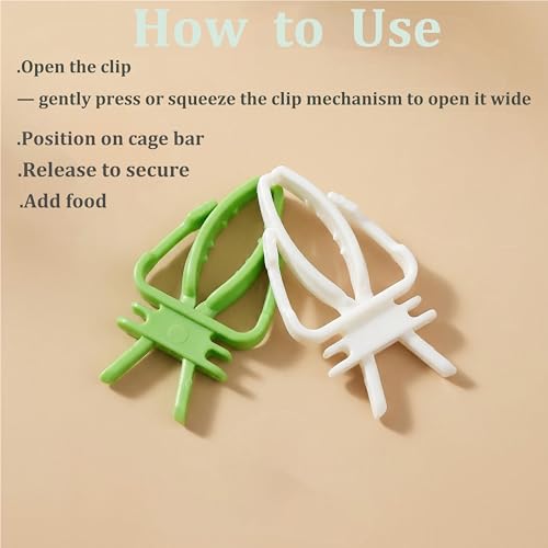 12-Pack Bird Cage Food Holder Clip Plastic Millet & Vegetable Feeder for Cockatiel, Budgie, Parakeet, Conure, Macaw & Small Birds（6 Green+6 White）